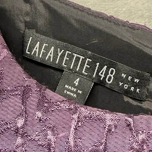 Lafayette 148 Purple Dress Sleeveless Textured Sheath Cocktail Size 4