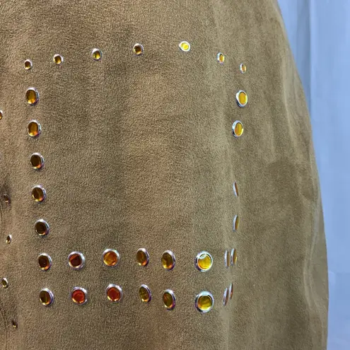 ZARA  Faux Suede Crystal Embellished Brown Mini Skirt Size Small