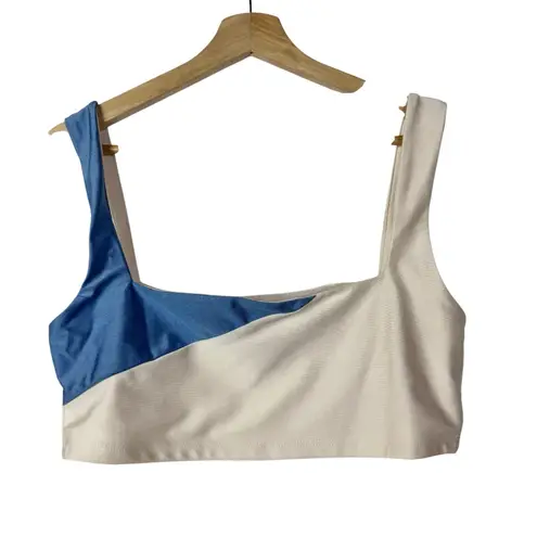 Winwin Boutique Win Win Blue & White Cropped Athletic Tank Top L