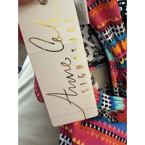 Anne cole M Multi Triangle Stripe Wire-free Halter Bikini Top New