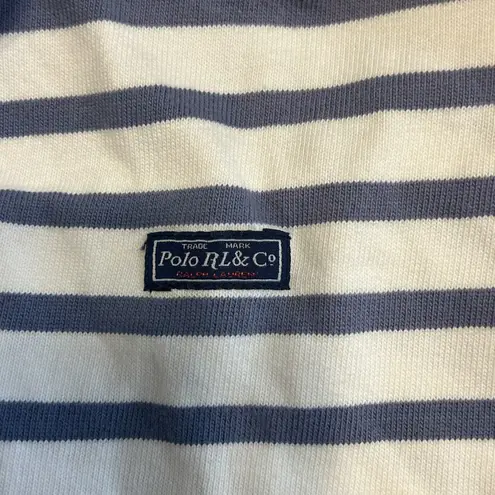 Polo RL&Co Ralph Lauren Sz S/M? Blue Striped Boatneck Nautical Sailor Top Preppy