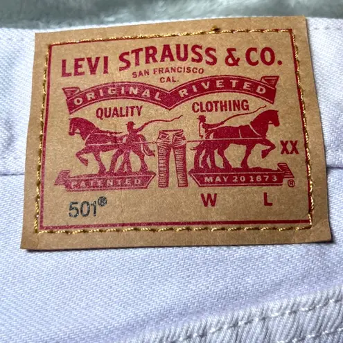 Levis 501 Jeans Womens 28x26 Light Pink Straight Leg Raw Hem Denim Casual New Size 28