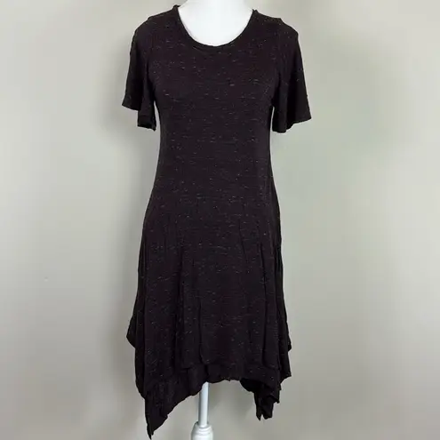 Anthropologie Dolan Left Coast Melanie Knit Asymmetrical Plum Dress Sz Sml Brown