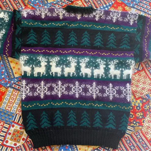Vintage 90s Wool and Angora Reindeer Snowflake Ski Sweater Size M Size M