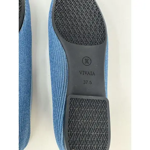 Vivaia Margot 2.0 Womens Ballet Flats Denim Blue Square V Cut Slip On 37.5 US 7