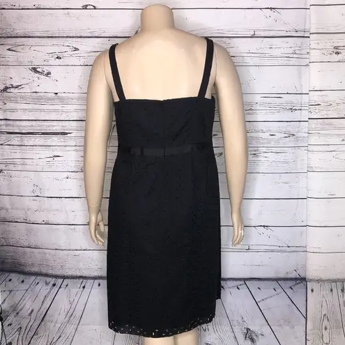 INC International Concepts NWT Size 14W Black Ribbon Bow Cotton Eyelet Dress