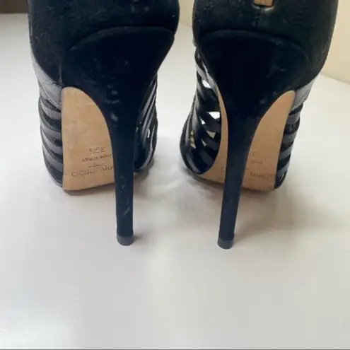 Jimmy Choo Black Leather Caged Heels
