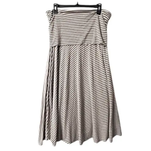 INC Striped Adustable Dress XL Sleeveless Tube Top Coastal Cruise Resort Elegant Brown