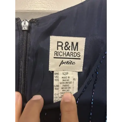 R & M Richards Navy Blue Formal Dress Women’s Size 12 P Mother Of Bride Wedding