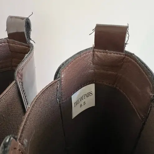 Dream Paris Dream Pairs Chocolate Brown Shiny Water Resistant Chunky Pull on Boots 8.5