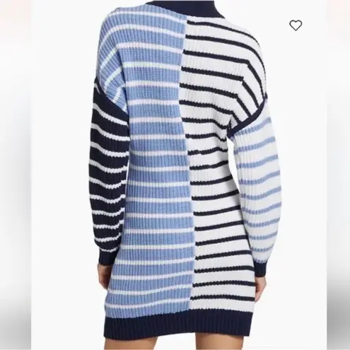 STAUD NEW Hampton Mini Sweater Knitted Dress in Adriatic Stripe Sz S