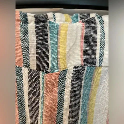 Kiss & Cry linen blend pastel striped wide leg pull on beach pants w/pockets. XL