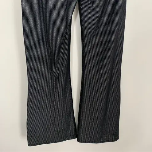 Carbon38 Black Striped Metallic Flared Shimmer Pants Size Medium New