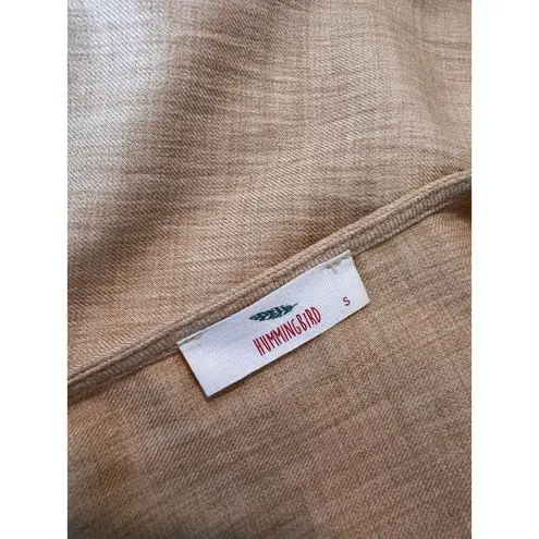 Hummingbird embroidered balloon Bell sleeves boho top Sz SMALL off Yellow #163