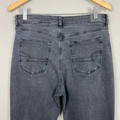 American Eagle  Mom Jeans Women 12 X29 X-Long Charcoal Black Straight Leg Stretch