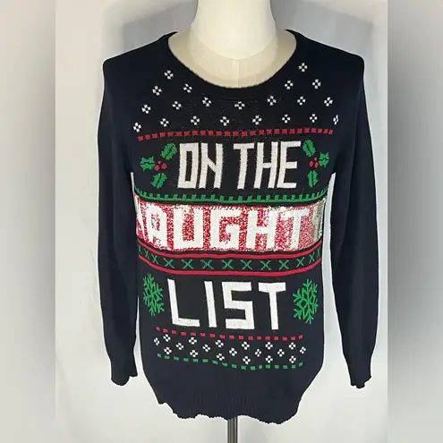 Well Worn Christmas/Holiday Sweater w/Reversible Naughty & Nice Sequins