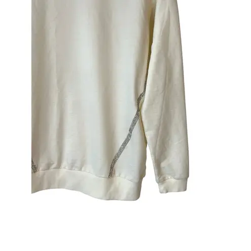 Retrology Sweater Womens M Cream Off White Pullover Sparkle Sequin Crew Neck Silver Size M