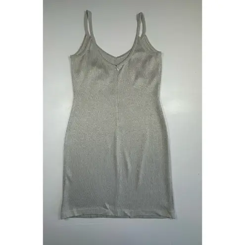 St. John Couture Santana Knit Silver Slip Dress Sleeveless USA Sz: 8 (b13)