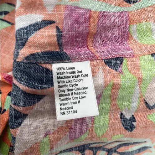 Kaari Blue 100% Linen Cutout Shoulder Tank Top Bright Floral SZ Extra Small NWT