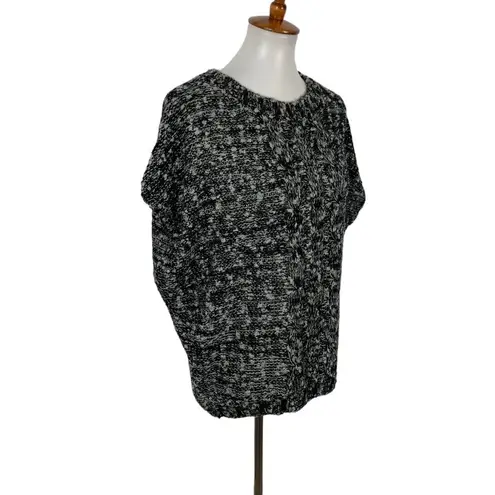Alberto Makali  Charcoal Black White Knit Sweater Poncho Medium