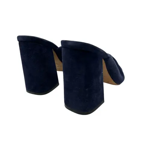 Loeffler Randall Loeffler Randall Laurel Slide Sandals Suede High Block Heel Blue Size US 7.5
