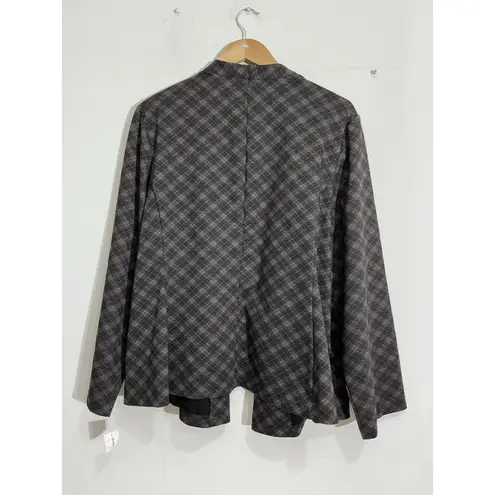 Womans Dress Barn Open Front Long Sleeve Gray Red Blazer 2x NWT