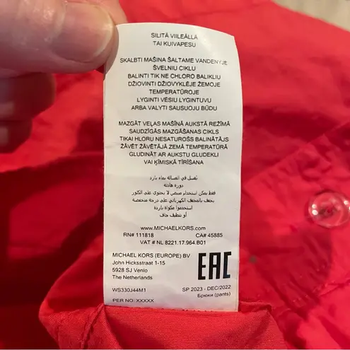 MICHAEL Michael Kors High Rise Cotton Chino Shorts Pink Geranium 18W Plus Size