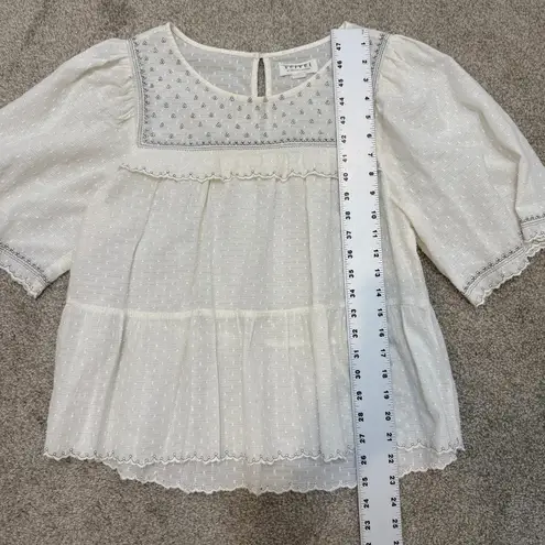 Velvet by Graham Spencer embroidered 1/2 sleeve peasant top TB 2027 Black