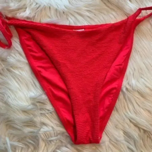 Topshop  Red Crinkle High Rise Tie Bikini Bottoms