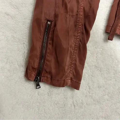 Marrakech Amber Moto Jacket Womens Red Soft Asymmetrical Full Zip Cupro Blend L Brown Size L