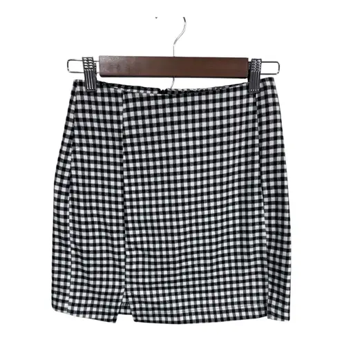 love on a hanger Black White Gingham Preppy Academia Mini Skirt Junior's Size 1