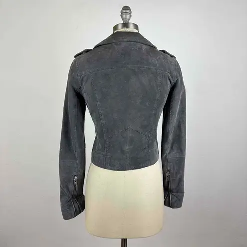 C&C California Leather Biker Epaulet Jacket Size XS Gray