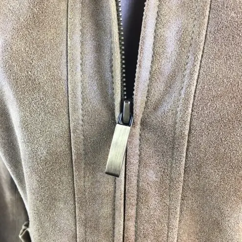 David Meister Brown 100% Leather Long Sleeve Zip Jacket 10