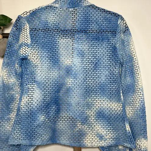 Alberto Makali Blue White Tie Dye Open Cardigan Size Small