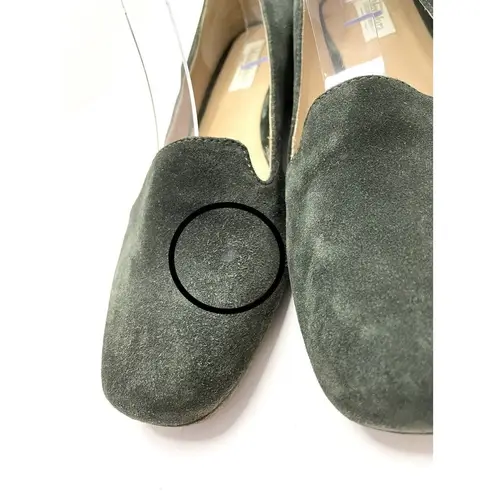 Max Mara Loafers Square Toe Suede Green Flats Women's Size 37 US 6.5 FLAW