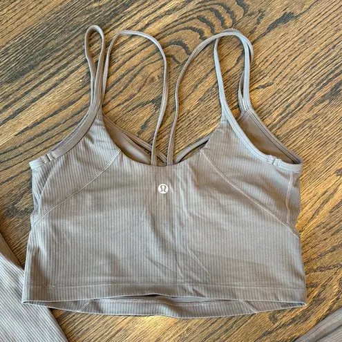 Lululemon  Align Strappy Tank & Ribbed Mini Flare Short Leggings Set Nomad NWOT