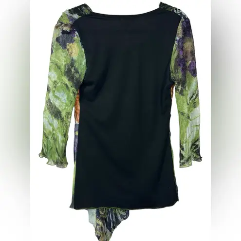 Alberto Makali Alberto Makali Y2K Whimsigoth Sheer Moody Witchy Sequin Asymmetric Top Medium