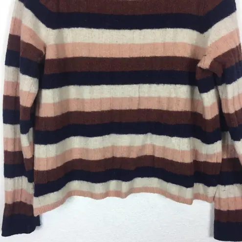 Madewell  Evercrest Pink Striped Wool Turtleneck Sweater in Coziest Yarn XL