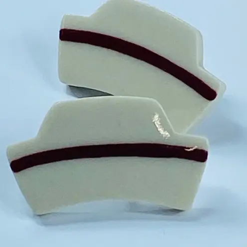 Nurse Cap Hat Earrings Pierced RN LPN Graduation Retirement Gift Vintage 1988