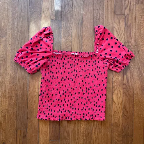 Anthropologie Dolan Polka Dot Smocked Puff
