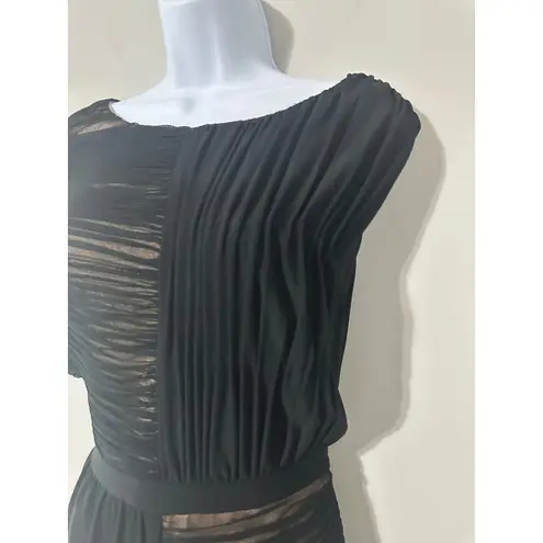 Adrianna Papell  Woman Black Ruched Mesh Sheath Dress Size 16W