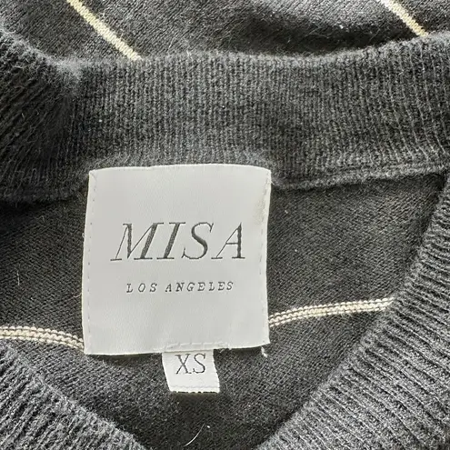 MISA Los Angeles XS striped cotton silk blend black sweater