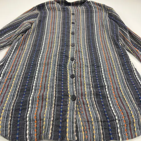 Soft Surroundings Multi Textured Knit Striped Button Up Shirt Long Sleeve Size S - Image 10