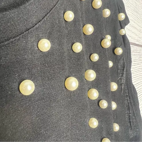 Moa Moa Black Pearl Embellished Casual Top Size Medium