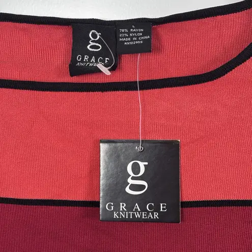 Grace Knitwear the perfect fit long sleeve shirt size Large Orange/Red/Black NWT Orange