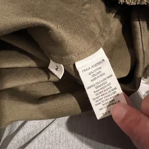 Ulla Johnson Marcelle Olive Cotton Twill Tunic Ruffle Dress 2