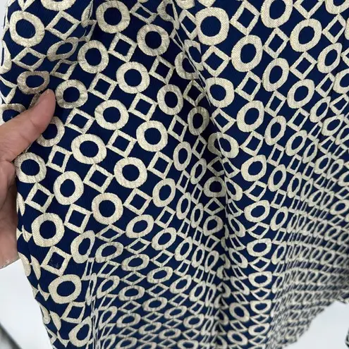 Lauren Ralph Lauren Metallic Geo gold blue Dress cocktail grad party size 12