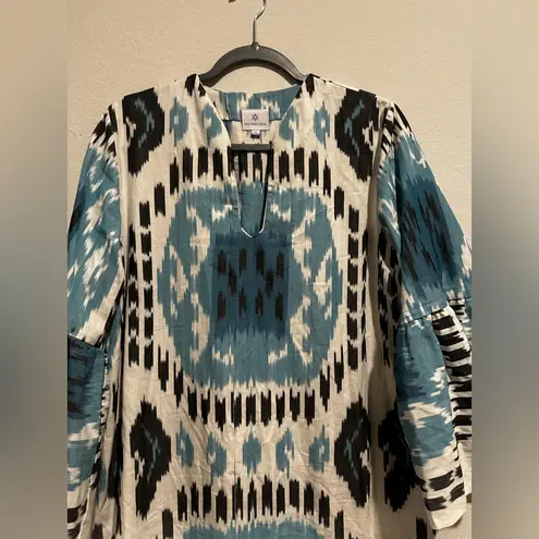 Pax Philomena Bellagio Cotton IKat Mermaid Dress Blue Size XL