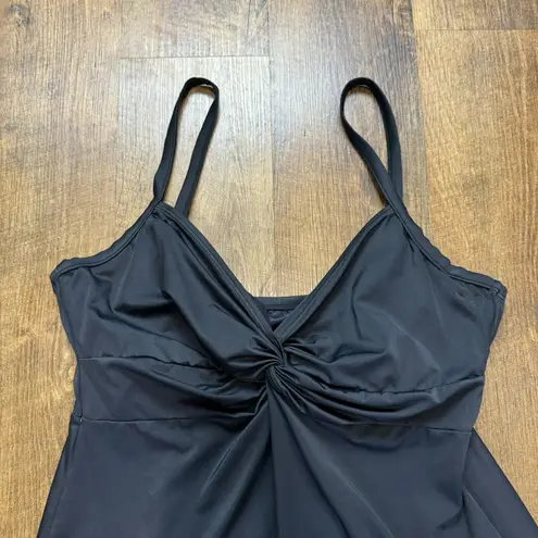 MiracleSuit Dreamsuit by Black Knotted Twist Drape Tankini Swim Top Sz 12