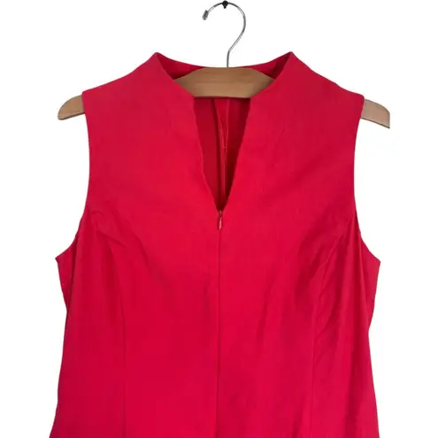J. McLaughlin Catalina Cloth Red Sleeveless Sheath Dress size 12 Pockets Stretch
